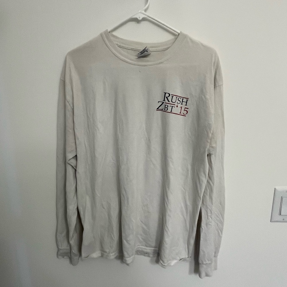 Rush ZBT 2015 long sleeve fraternity shirt. White. Good condition.